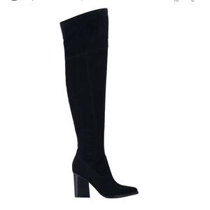 Marc Fisher Meyana Black Suede Over-The-Knee Western Toe Boots sz 7